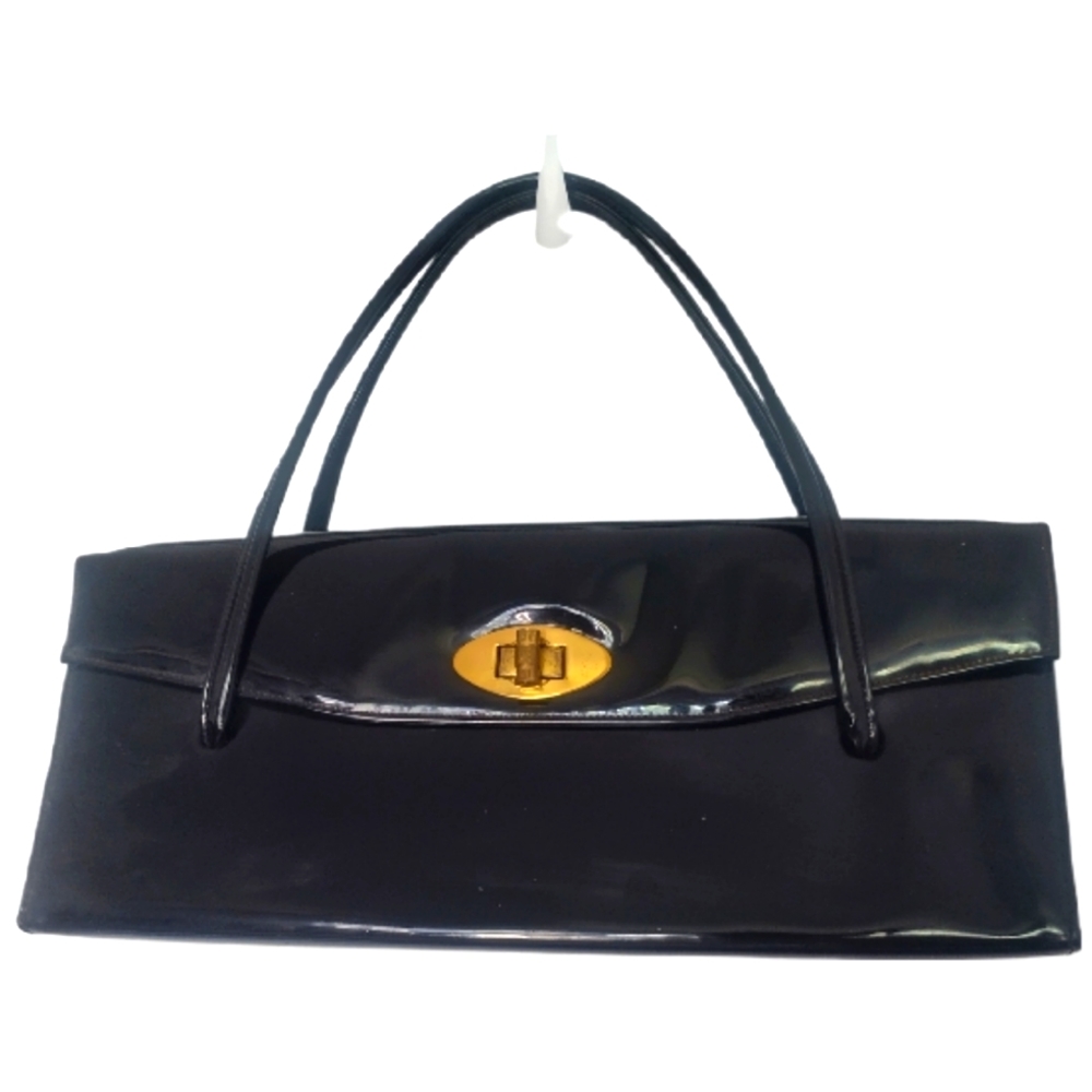 Vintage 60s Structured Pocketbook Black Patent